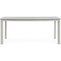 Natur24 Tisch Alorca 90 x 75 x 180 cm Gesintertem Stein Aluminium Weiß Grau