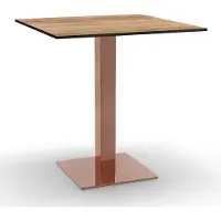 BIG Möbel Bistrotisch HPL Compact Premium | 70x70 cm Eiche Natur | Rosé-Gold-Gestell 40x40 cm | Germany