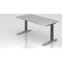 Proregal - Büromöbel mit top Leistungsdaten Schreibtisch Mika | Grau | Graues Gestell poliert | BxT 160x80cm | Arbeitshöhe 65-85cm | höhenjustierbar, 1cm Raster | C-Fuß-Gestell | Rechteckform