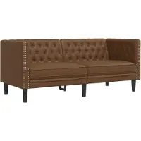 vidaXL 3-tlg. Chesterfield-Sofa-Set Braun Kunstleder