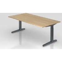 Proregal - Büromöbel mit top Leistungsdaten Schreibtisch Mika | Eiche | Graues Gestell | BxT 200x100cm | Arbeitshöhe 65-85cm | höhenjustierbar, 1cm Raster | C-Fuß-Gestell | Rechteckform