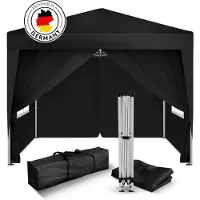 Kronenburg Faltpavillon 2x2m - Wasserfest, UV-Schutz 50+, 4 Seitenteile, schwarz