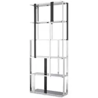 Casa Padrino Luxus Regalschrank Silber / Schwarz / Grau 100 x 37 x H. 240,5 cm - Edelstahl Schrank - Wohnzimmerschrank - Büroschrank - Luxus Möbel