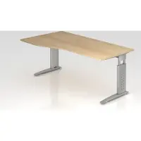 Proregal - Büromöbel mit top Leistungsdaten Schreibtisch Mauri | Eiche | Silber Gestell | BxT 180x80/100cm | Arbeitshöhe 68-86cm | höhenjustierbar, 2cm Raster | C-Fuß-Gestell | Rechteckform