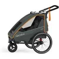 Qeridoo Lynix 1 - Kinderfahrradanhänger für 1 Kind, Farbe: Forest Green