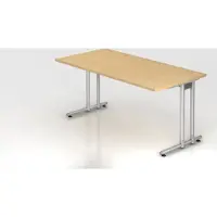 Proregal - Büromöbel mit top Leistungsdaten Schreibtisch Mauno | Ahorn | BxT 160x80cm | Arbeitshöhe 72cm | höhenjustierbar 0-10 mm | C-Fuß-Gestell Silber | Rechteckform