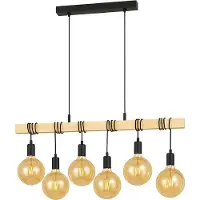 Etc-shop LED Pendelleuchte, Holzbalken Eiche Optik, H 191,5 cm