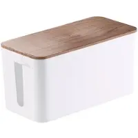 Generique Kabelbox klein, 23 x 11,5 x 12 cm, Nussbaum-Holzoptik mit Gummifüßen