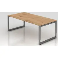 Proregal - Büromöbel mit top Leistungsdaten Schreibtisch Pavo | Asteiche | Graues Gestell | BxT 200x100cm | Arbeitshöhe 65-85cm | höhenjustierbar, 1cm Raster | O-Fuß-Gestell eckig | Rechteckform mit schwebender Tischplatte