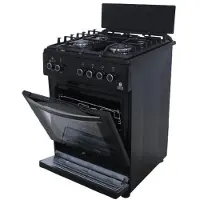 Gasline Gas Standherd 60cm mit Gasbackofen SHGG6060KGGB, Grill, Umluft, WOK, Schwarz, Erdgas, LPG