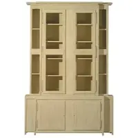 Casa Padrino Luxus Landhausstil Vitrine Beige 180 x 45 x H. 270 cm - Handgefertigter Vitrinenschrank - Massivholz Küchenschrank - Landhausstil Möbel