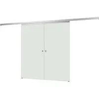 Inova Doppelflügelige Glasschiebetür 151 x 203,5 cm, satiniertes Glas, Komplettset mit Griffmuschel, ohne Softclose