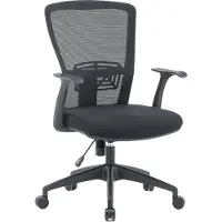 Dmora Bürostuhl Devonport, Mesh-Arbeitsstuhl mit Armlehnen, Ergonomischer Bürositz, 60x64h98/108 cm, Schwarz
