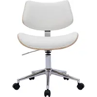 Miliboo - Weißer Design-Bürostuhl mit Rollen, helles Holz mit Eichenfurnier und Metall MALMO