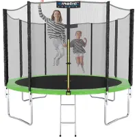 Kinetic Sand Trampolin Outdoor SALTO Ø 183/244/305/366/400/430/490 cm - Kindertrampolin Set mit Leiter, Netz, Randpolster, bis zu 160kg