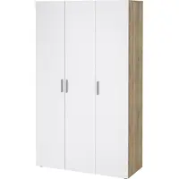 Ebuy24 Petra Kleiderschrank mit 3 Türen , eiche Nachbildung,weiss hochglanz.
