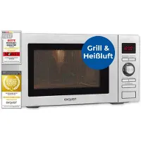 Exquisit Mikrowelle mit Grill und Heißluft, 25 Liter, 31,5 cm Drehteller, Timer, 5 Leistungsstufen, klein und platzsparend, 2500 Watt, MW 59025 H-3