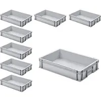 BRB-Lagertechnik 8x Eurobehälter mit 2 Griffleisten, 600x400x120 mm, grau