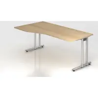 Proregal - Büromöbel mit top Leistungsdaten Schreibtisch Mauno | Eiche | BxT 180x100/80cm | Arbeitshöhe 72cm | höhenjustierbar 0-10 mm | C-Fuß-Gestell Silber | Rechteckform