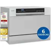 Exquisit Geschirrspüler GSP5206-030D silber | Spülmaschine 55 cm | ECO-Modus | Maßgedecke: 6 | Standgerät