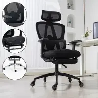 Ambiness Bürostuhl Schreibtischstuhl | verstellbare Armlehnen & Kopfteil | Ergonomisch | stufenlos verstellbare Lendenstütze | inkl. 2 Rollensets | bis 150kg | Master FX Mesh-Schwarz