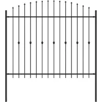vidaXL Spießzaun ASTEN 200 x 200 cm Pulverbeschichteter Stahl Schwarz