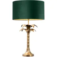 Casa Padrino Luxus Tischleuchte Palme Vintage Messing / Grün Ø 45 x H. 76 cm - Schreibtischleuchte im Palmen Design - Luxus Tischleuchten - Luxus Möbel - Luxus Qualität
