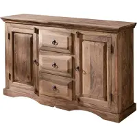 MASSIVMOEBEL24.DE MASSIVMOEBEL24 Sideboard Sheesham 135x40x85 grau geölt LEEDS #42