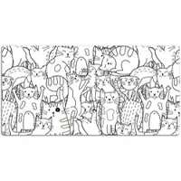 Tulup Schreibtischunterlage Katzen-Doodle-Kunst Schreibtisch Unterlagen 100x50 cm Weiß Schreibtisch Unterlegmatte PVC Schreibtischmatte