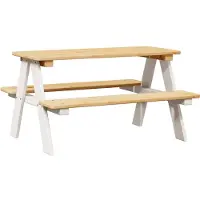 vidaXL Kindertisch mit Bänken IRUN Weiß 90x79,5x50 cm Massivholz