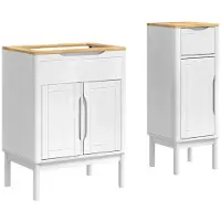 vidaXL Badezimmermöbel-Set mit Tür FLORO 2 pcs Weiß Massivholz Kiefer