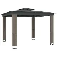 vidaXL Pavillon mit Doppeldach Anthrazit 2,94x2,94 m Stahl