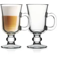 Pasabahce Irish Coffee Henkelbecher 2er Set Kaffetassen Kulplu Bardak 230ml 55141