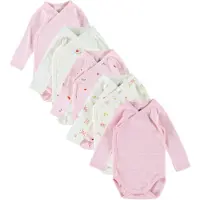 Petit Bateau Wickel Bodys l/ä - 5er-Pack - Weiß/Rosa - - 1 mt - Body L/Ä