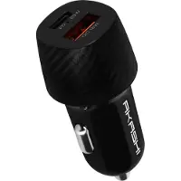 Akashi 20W Autoladegerät 2x USB QC 3.0 + 1x USB-C Power Delivery, - Schwarz