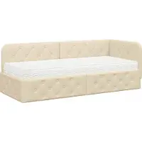 vidaXL Eckbettgestell Creme 80 x 200 cm Stoff