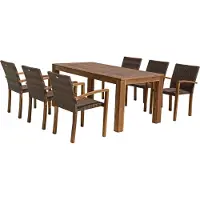 Garden Pleasure Sitzgruppe Topeka, coffee Kunststoff, Holz, 7-teilig