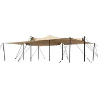TOOLPORT Stretchzelt 6x8m wasserdichte Polyesterplane mit Stahlpfosten Set für flexible Outdoor Events