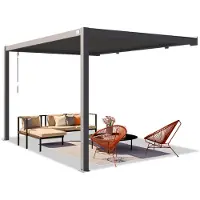 PRIMEYARD 3x4 m Anbaupergola in Anthrazit, mit Lamellendach in anthrazit - (400137)
