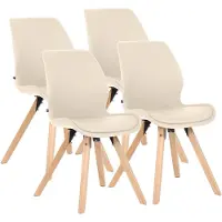 CLP Esszimmerstuhl 4er Set gepolstert Luna, moderner Polsterstuhl mit Rückenlehne creme Material Kunstleder