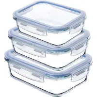 Kadax Set Lebensmittelbehälter aus Glas mit Deckel Box Lunchbox 3x