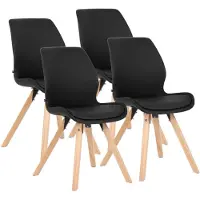 CLP Esszimmerstuhl 4er Set gepolstert Luna, moderner Polsterstuhl mit Rückenlehne schwarz Material Kunstleder