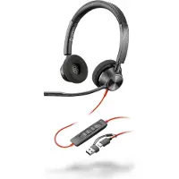 Poly Blackwire 3320, Kabelgebunden, Büro/Callcenter, Kopfhörer, Schwarz
