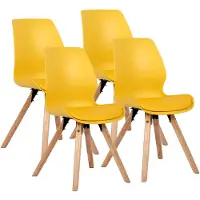 CLP Esszimmerstuhl 4er Set gepolstert Luna, moderner Polsterstuhl mit Rückenlehne gelb Material Kunststoff