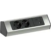 Bachmann CASIA2 2xCEE7/3 1xUSB A/C 22W 2,0m AEH Edelstahl-Optik