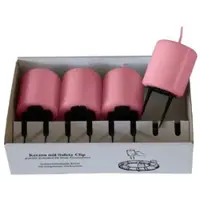 Kopschitz Kerzen 4er Set Adventskerzen mit Safety Clip und Kerzenstecker (Haltekrallen) Antique Pink 8 x ? 5 cm