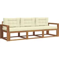 vidaXL Outdoor-Sofagarnitur mit Kissen 3 pcs Natur und Creme
