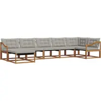 vidaXL Outdoor-Sofagarnitur mit Kissen 7 pcs Natürlich und Hellgrau