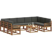 vidaXL Outdoor-Sofagarnitur 10 stk. Natur und Anthrazit