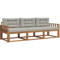 vidaXL Outdoor-Sofagarnitur mit Kissen 3 pcs Natürlich und Hellgrau